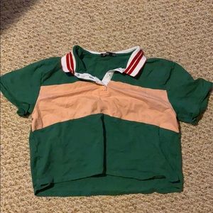 NWOT cropped green polo